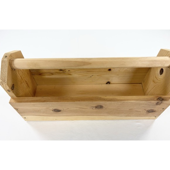 Handmade Solid Pine Wooden Tool Box Caddy Rustic Garden Tote Organizer 20x7x10" - Picture 5 of 13